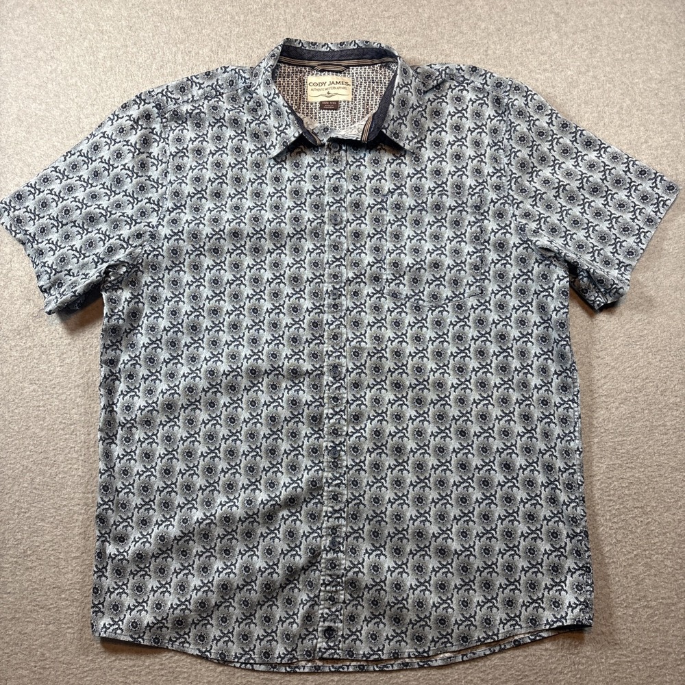 Cody James Men's Short Sleeve Button Up Blue Western Sz 2XL Breathable Cowboy